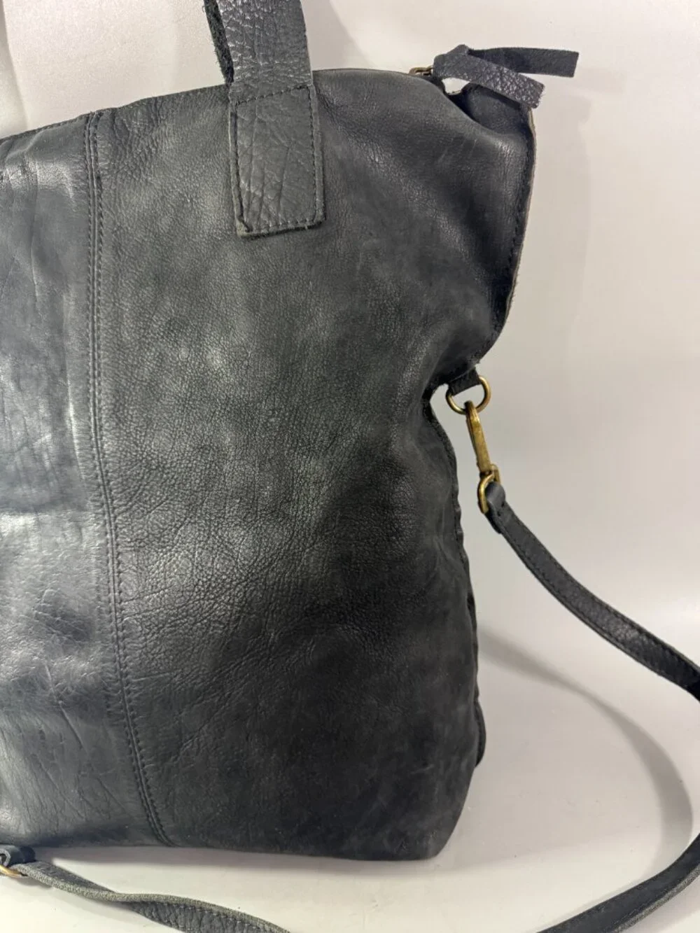 nina kendosa Paris Black Leather Reversible Tote/Shoulder Bag